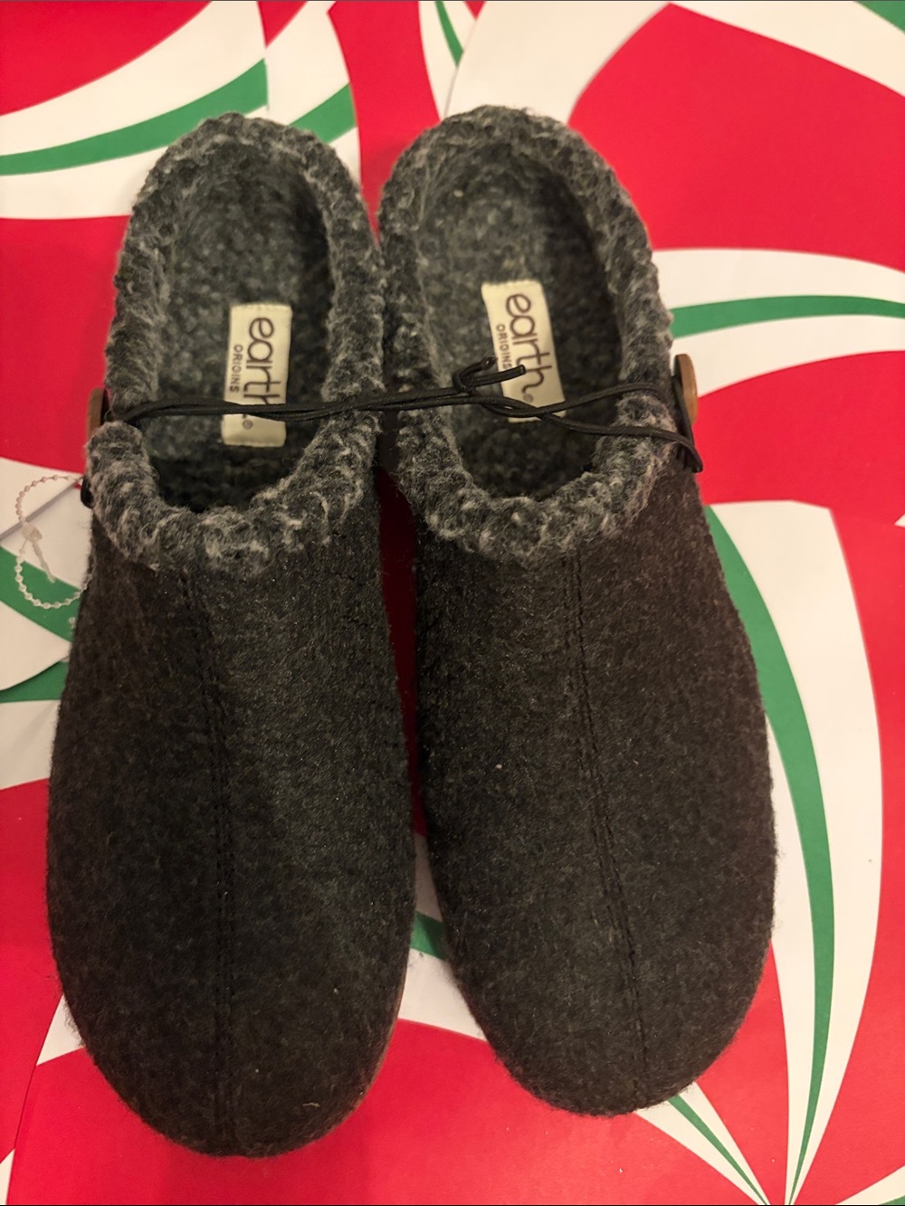 Earth Origins Kids Dark Gray Wool Slip-On Booties
